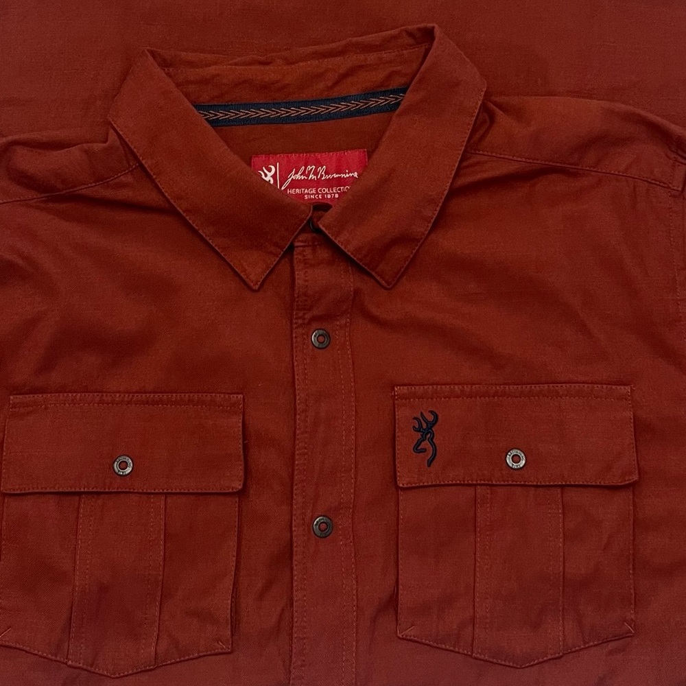 John M Browning Heritage Collection Men’s Large Burgundy Button Front Shirt
